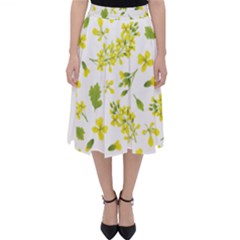 Yellow Flowers Classic Midi Skirt by designsbymallika