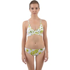 Yellow Flowers Wrap Around Bikini Set by designsbymallika