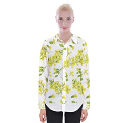 Yellow Flowers Womens Long Sleeve Shirt