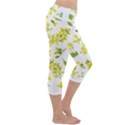 Yellow Flowers Capri Yoga Leggings View3