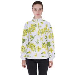 Yellow Flowers Women s High Neck Windbreaker by designsbymallika