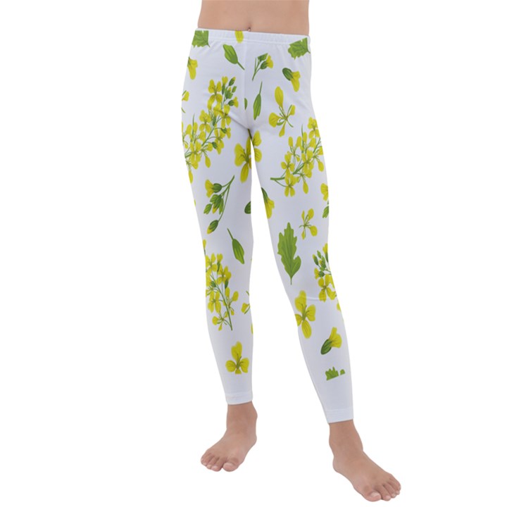 Yellow Flowers Kids  Lightweight Velour Leggings