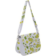 Yellow Flowers Saddle Handbag by designsbymallika