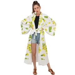 Yellow Flowers Maxi Kimono by designsbymallika