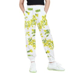 Yellow Flowers Kids  Elastic Waist Pants by designsbymallika