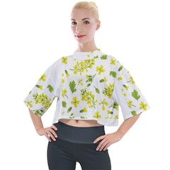 Yellow Flowers Mock Neck Tee by designsbymallika