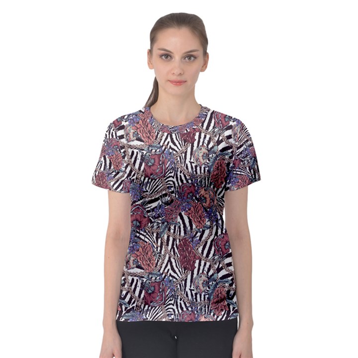 Zebra Chain Pattern Women s Sport Mesh Tee