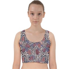 Zebra Chain Pattern Velvet Racer Back Crop Top by designsbymallika