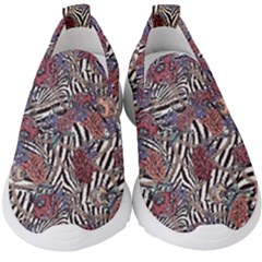 Zebra Chain Pattern Kids  Slip On Sneakers by designsbymallika