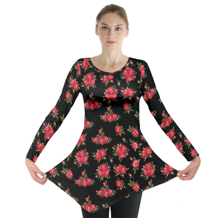 Red Roses Long Sleeve Tunic 