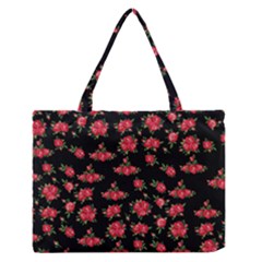 Red Roses Zipper Medium Tote Bag by designsbymallika