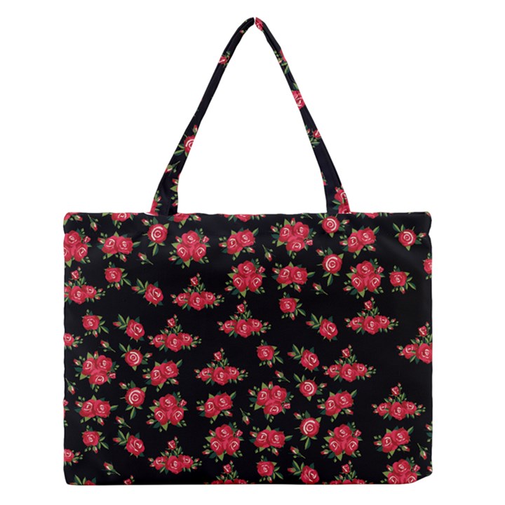 Red Roses Zipper Medium Tote Bag