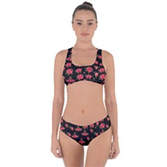 Red Roses Criss Cross Bikini Set by designsbymallika