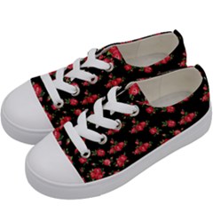 Red Roses Kids  Low Top Canvas Sneakers by designsbymallika