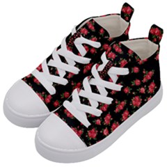 Red Roses Kids  Mid-top Canvas Sneakers by designsbymallika