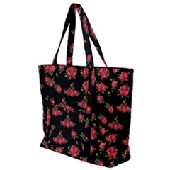 Red Roses Zip Up Canvas Bag by designsbymallika