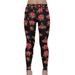 Red Roses Classic Yoga Leggings by designsbymallika