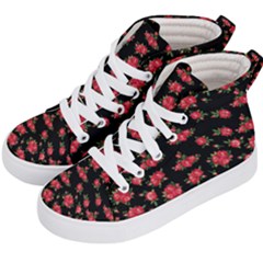 Red Roses Kids  Hi-top Skate Sneakers by designsbymallika