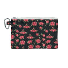 Red Roses Canvas Cosmetic Bag (medium) by designsbymallika