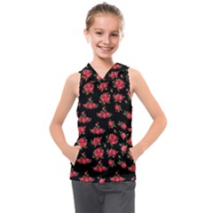 Red Roses Kids  Sleeveless Hoodie by designsbymallika