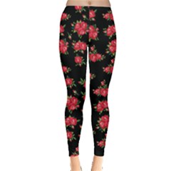 Red Roses Leggings  by designsbymallika