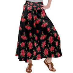 Red Roses Satin Palazzo Pants