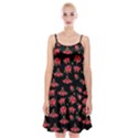 Red Roses Spaghetti Strap Velvet Dress View1