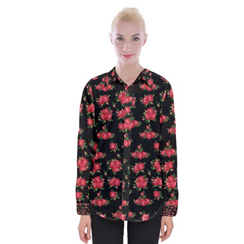 Red Roses Womens Long Sleeve Shirt by designsbymallika