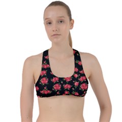 Red Roses Criss Cross Racerback Sports Bra by designsbymallika