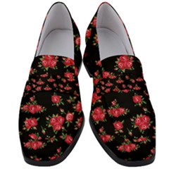 Red Roses Women s Chunky Heel Loafers by designsbymallika