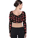 Red Roses Velvet Long Sleeve Crop Top View2