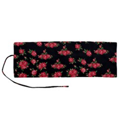 Red Roses Roll Up Canvas Pencil Holder (m) by designsbymallika