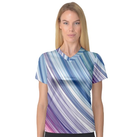 Rainbow Stripes V-neck Sport Mesh Tee by Dazzleway