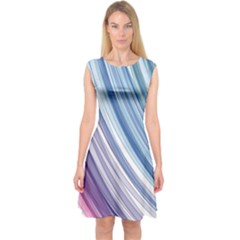 Rainbow Stripes Capsleeve Midi Dress by Dazzleway