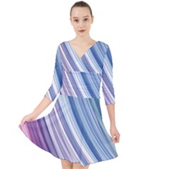 Rainbow Stripes Quarter Sleeve Front Wrap Dress by Dazzleway