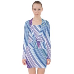 Rainbow Stripes V-neck Bodycon Long Sleeve Dress by Dazzleway