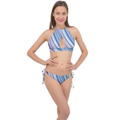 Rainbow Stripes Cross Front Halter Bikini Set by Dazzleway