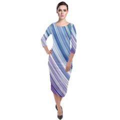 Rainbow Stripes Quarter Sleeve Midi Velour Bodycon Dress by Dazzleway