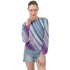 Rainbow Stripes Banded Bottom Chiffon Top by Dazzleway