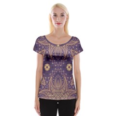 Gold And Purple Cap Sleeve Top by Dazzleway