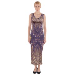 Gold And Purple Fitted Maxi Dress by Dazzleway