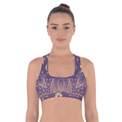 Gold And Purple Cross Back Sports Bra by Dazzleway