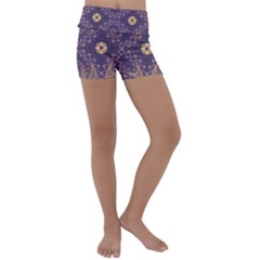 Gold And Purple Kids  Lightweight Velour Yoga Shorts by Dazzleway