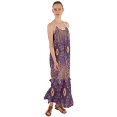 Gold And Purple Cami Maxi Ruffle Chiffon Dress by Dazzleway