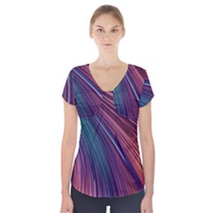 Metallic Rainbow Short Sleeve Front Detail Top by Dazzleway