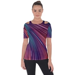 Metallic Rainbow Shoulder Cut Out Short Sleeve Top by Dazzleway