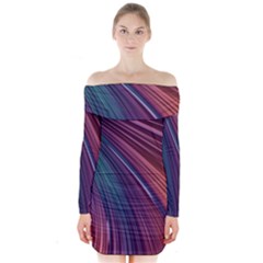 Metallic Rainbow Long Sleeve Off Shoulder Dress by Dazzleway