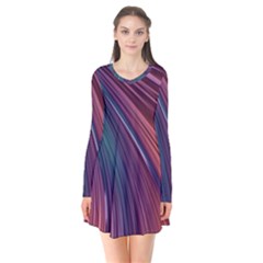 Metallic Rainbow Long Sleeve V-neck Flare Dress by Dazzleway