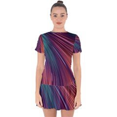 Metallic Rainbow Drop Hem Mini Chiffon Dress by Dazzleway