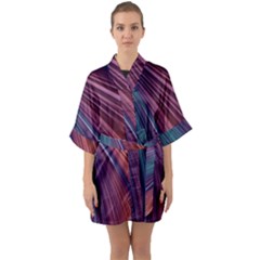 Metallic Rainbow Half Sleeve Satin Kimono  by Dazzleway